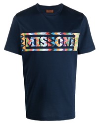 T-shirt à col rond imprimé bleu marine Missoni