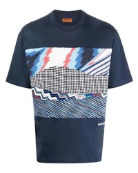 T-shirt à col rond imprimé bleu marine Missoni