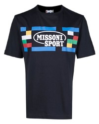 T-shirt à col rond imprimé bleu marine Missoni