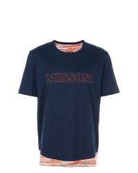 T-shirt à col rond imprimé bleu marine Missoni