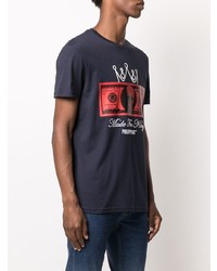 T-shirt à col rond imprimé bleu marine Philipp Plein