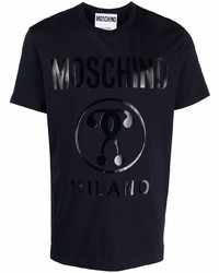 T-shirt à col rond imprimé bleu marine Moschino