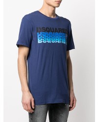 T-shirt à col rond imprimé bleu marine DSQUARED2