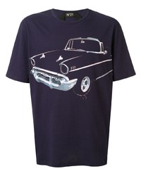 T-shirt à col rond imprimé bleu marine N°21