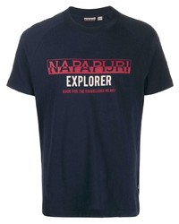 T-shirt à col rond imprimé bleu marine Napapijri