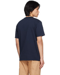 T-shirt à col rond imprimé bleu marine MAISON KITSUNÉ