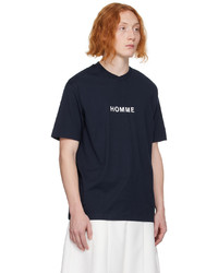 T-shirt à col rond imprimé bleu marine Comme des Garcons Homme