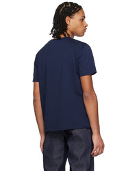 T-shirt à col rond imprimé bleu marine A.P.C.