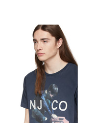T-shirt à col rond imprimé bleu marine Nudie Jeans
