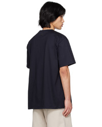 T-shirt à col rond imprimé bleu marine Wooyoungmi