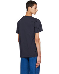 T-shirt à col rond imprimé bleu marine Marni