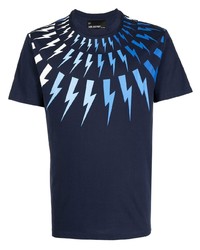 T-shirt à col rond imprimé bleu marine Neil Barrett