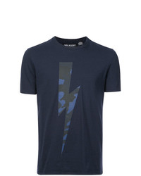 T-shirt à col rond imprimé bleu marine Neil Barrett
