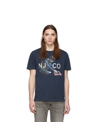 T-shirt à col rond imprimé bleu marine Nudie Jeans