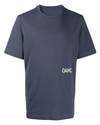 T-shirt à col rond imprimé bleu marine Oamc