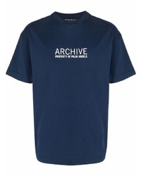 T-shirt à col rond imprimé bleu marine Palm Angels