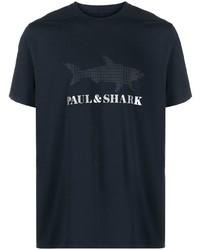 T-shirt à col rond imprimé bleu marine Paul & Shark