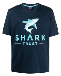 T-shirt à col rond imprimé bleu marine Paul & Shark