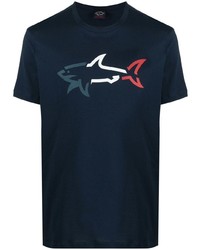 T-shirt à col rond imprimé bleu marine Paul & Shark