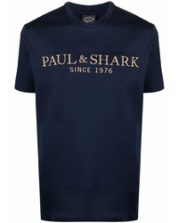 T-shirt à col rond imprimé bleu marine Paul & Shark