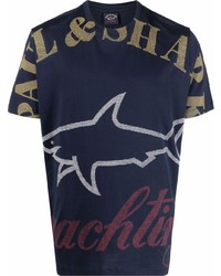 T-shirt à col rond imprimé bleu marine Paul & Shark