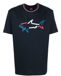 T-shirt à col rond imprimé bleu marine Paul & Shark