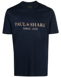 T-shirt à col rond imprimé bleu marine Paul & Shark