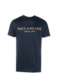 T-shirt à col rond imprimé bleu marine Paul & Shark