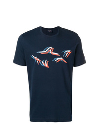 T-shirt à col rond imprimé bleu marine Paul & Shark