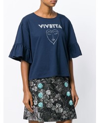 T-shirt à col rond imprimé bleu marine Vivetta