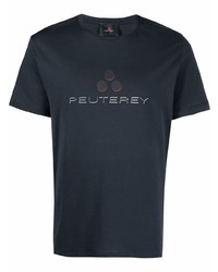 T-shirt à col rond imprimé bleu marine Peuterey