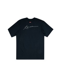 T-shirt à col rond imprimé bleu marine Supreme