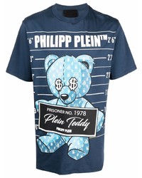 T-shirt à col rond imprimé bleu marine Philipp Plein