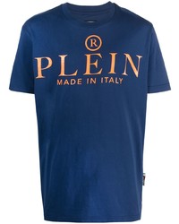 T-shirt à col rond imprimé bleu marine Philipp Plein