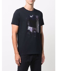 T-shirt à col rond imprimé bleu marine Emporio Armani