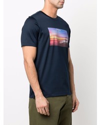 T-shirt à col rond imprimé bleu marine Canali