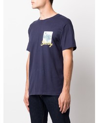 T-shirt à col rond imprimé bleu marine Stussy