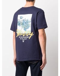 T-shirt à col rond imprimé bleu marine Stussy