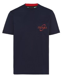 T-shirt à col rond imprimé bleu marine Prada