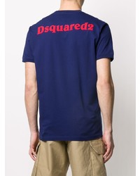 T-shirt à col rond imprimé bleu marine DSQUARED2