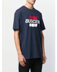 T-shirt à col rond imprimé bleu marine Buscemi