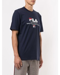 T-shirt à col rond imprimé bleu marine Fila