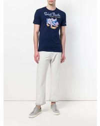 T-shirt à col rond imprimé bleu marine MC2 Saint Barth