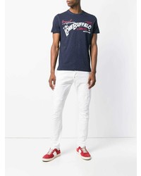 T-shirt à col rond imprimé bleu marine DSQUARED2