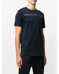 T-shirt à col rond imprimé bleu marine Emporio Armani