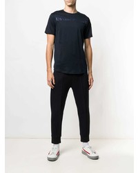 T-shirt à col rond imprimé bleu marine Emporio Armani