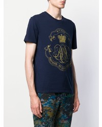 T-shirt à col rond imprimé bleu marine Etro