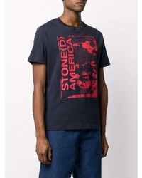 T-shirt à col rond imprimé bleu marine Raf Simons