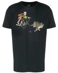 T-shirt à col rond imprimé bleu marine PS Paul Smith