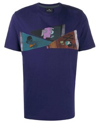 T-shirt à col rond imprimé bleu marine PS Paul Smith